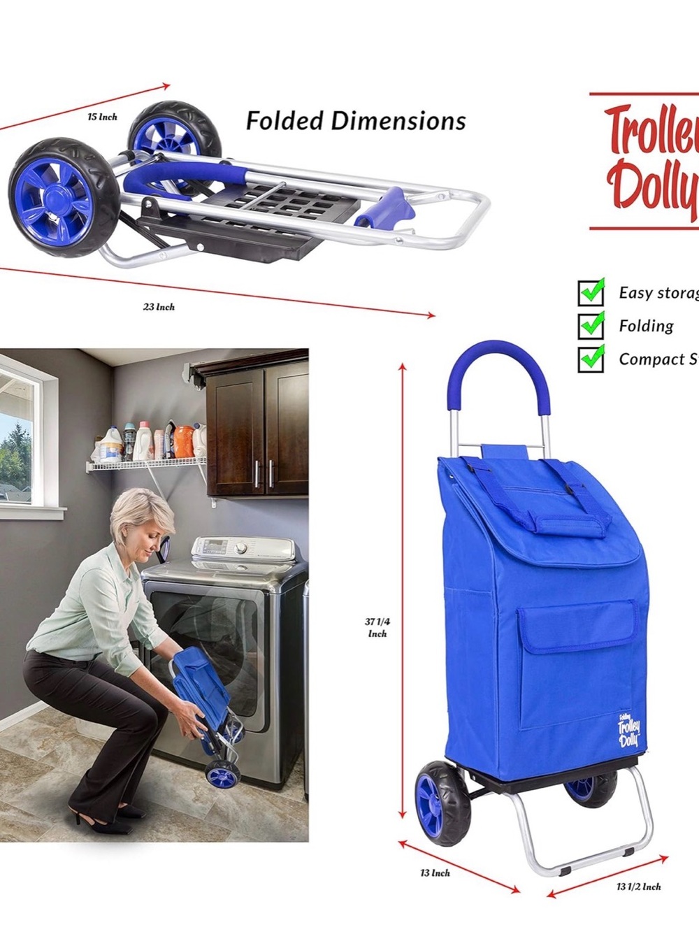 Dbest NWT ( in original box and never used)Blue Folding Shopping Trolley Cart! - Picture 3 of 6